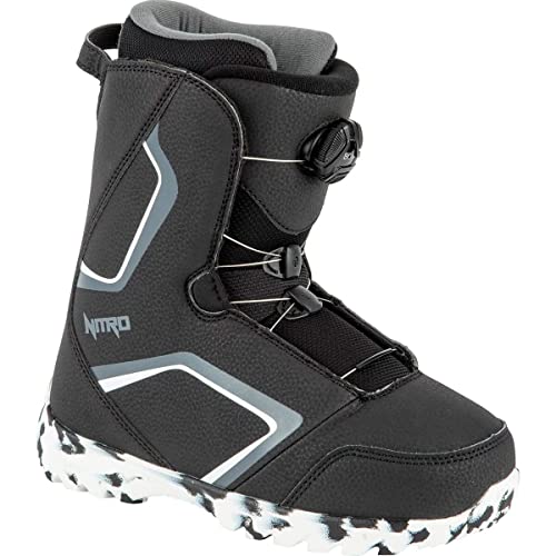 Nitro Droid QLS Snowboard Boot - 2022 - Kids' Black/White/Charcoal, 13.0