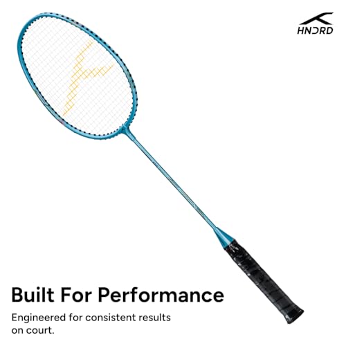 Image of Hundred Powertek 200 Aluminium Badminton Racket Combo, 2 Strung Rackets with 1 Full Cover & 3 Aura Nylon Shuttlecocks, Lightweight Shuttle Bats for Match Play