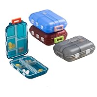 Porta Comprimidos com 8 Divisórias, Organizador de Medicamentos Portátil, Compacto, Plástico