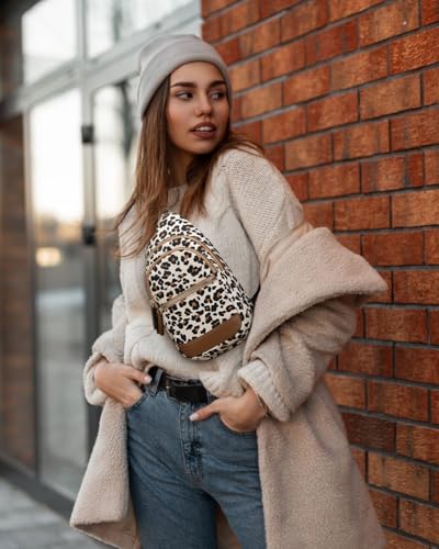Image of Capolo Sling Bag for Women Men Waterproof Crossbody Bags for Women Trendy Casual Fanny Pack with Convertible Shoulder Strap Chest Bag for Travel Hiking(Leopard, Medium)
