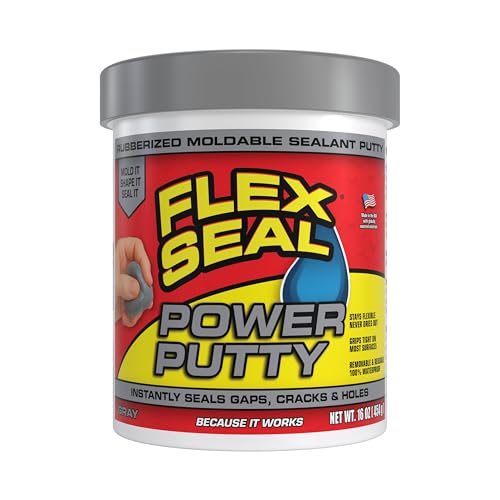 Flex Seal Power Putty Moldable Waterproof Rubberized Sealant Instantly Fills Gaps Cracks or Holes Removable Reusable Works Underwater Pipes Marine Auto RV Metal Plastic Wood Gray 16 oz