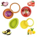 Reusable Silicone Storage Pods for Fresh Fruits and Vegetables, Eco-Friendly Reusable Containers for Fridge, Love Your Food with Colorful Stretch Holders (Green, Red, Yellow, Purple), XY