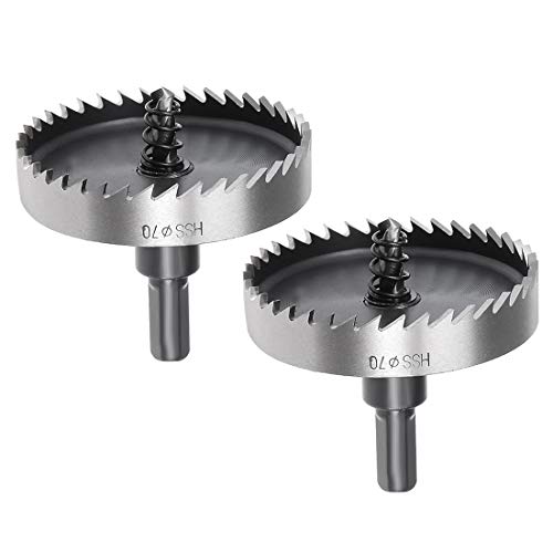 uxcell 2 Pcs 70mm HSS Drill Bit Hole Saw Cutter for Metal Alloy
