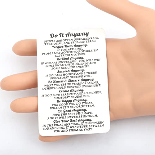 LQRI Religious Wallet Card Gift Scripture Gift Do It Anyway Mother Teresa Quote Wallet Card Christian Church Gift (silver)2