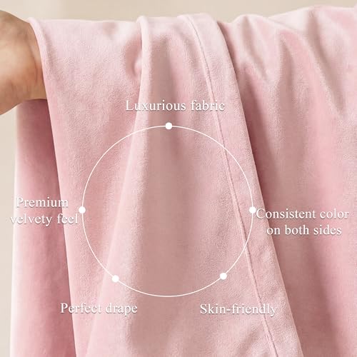 Image of Baby Pink Velvet Curtains Back Tab for Girls Bedroom, W52xL96, 2 Pcs | 300GMS Soft Back Tab Pinch Pleat Thermal Insulated Drapes for Nursery, Light Dimming, Girls Room, Backdrops, Wedding Party
