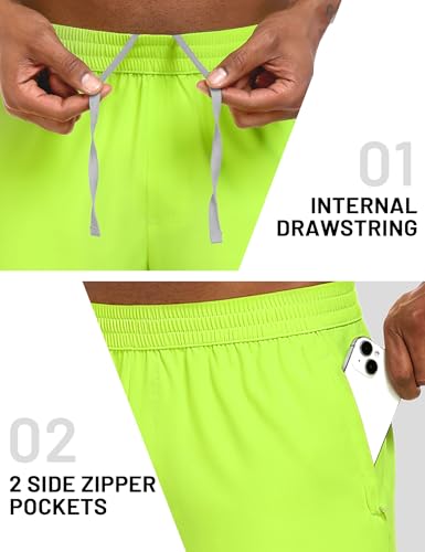 MIER Mens Running Shorts with 5 Inch Inseam, Quick Dry Athletic Shorts for Gym Workout Exercise Training, 3 Zipper Pockets3