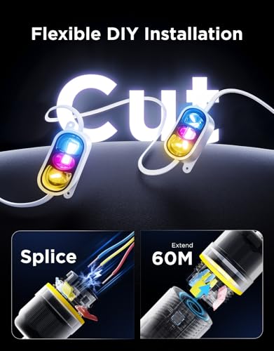 Image of Govee Permanent Outdoor Lights Prism, 150ft with 54 Triple-Color Heads, | RGBWW 100+ Scene Modes, Up to 60lm for Outdoor Decor, IP68 Waterproof, Works with Alexa, Google Home & Matter, White