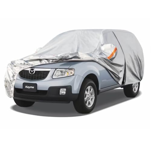 Kayme SUV Car Cover Fit for BMW X3 (2010-2025) Automobiles All Weather Waterproof, Outdoor Cover Sun Rain Protection, with Lock and Zipper Door.Silver Silver Custom Fit BMW X3