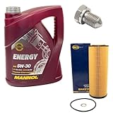 Motoröl Set 5W30 5 Liter + Ölfilter SH421P + Ölablassschraube 15374