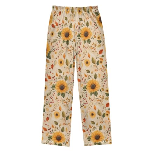 Pajama Pants Lounge Sleep PJ Bottoms Sleepwear Elastic Waist Drawstring S Watercolor Sunflower2
