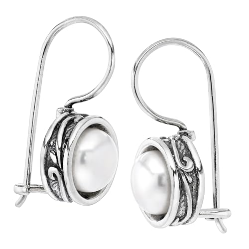 Silpada Pearl Drop Earrings for Women, Freshwater Cultured Pearl, .925 Sterling Silver, Jewelry Gift Ideas, 'Modern Fairytale', 8mm