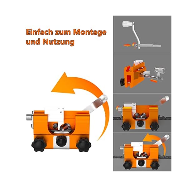 Kettensägenschärfer Kit, Lomhyve Kettensäge Schärfgerät, Tragbar Handkurbeln Sägekettenschärfgerät, Sägeketten Schärfgerät Zubehör für alle Arten von Elektrische Kettensägen (Orange) – Bild 5