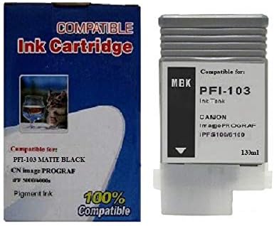 Vivid Colors PFI-103 Compatible Ink Cartridge Replacement for Canon PFI-103MBK (130ml, Matte Black) for iPF5100, iPF6100, iPF6200 Printers