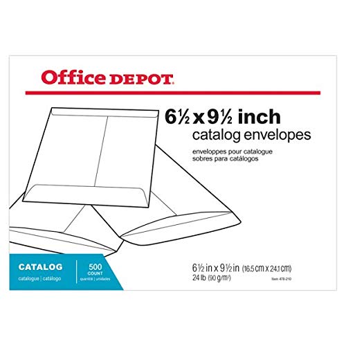 Office Depot Large Format Open-End White Envelopes, 6 1/2in. x 9 1/2in, Box of 500, 77625