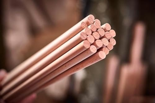 Image of Bloomax 8mm x 18 Inch Wooden Dowel Rods | 25 PCS Unfinished Natural Hardwood Round Sticks for Crafts, DIY & Furniture Woodworking