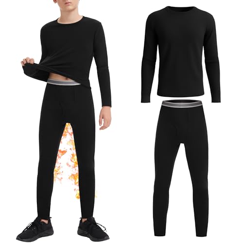 AKKQHH Thermounterwäsche Kinder Funktionsunterwäsche Skiunterwäsche Weich Warm Fleegefüttert Für Jungen Mädchen Winter Fussball Schneeanzug