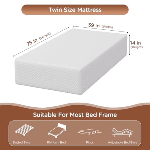 Image of PayLessHere | 14 Inch Twin Mattress | Medium Firm Base Foam Mattress