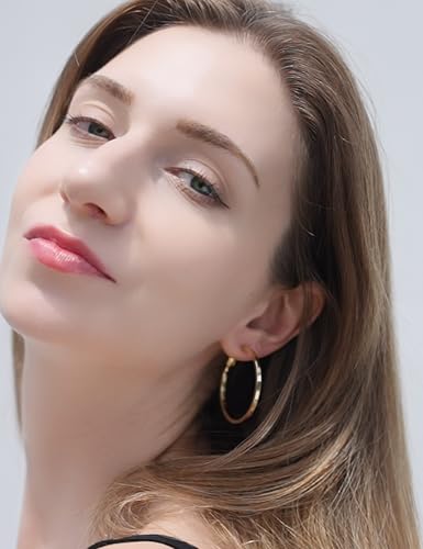 FAN&LOUIS Clip On Hoop Earrings Women,14K Gold Women's Clip-On Earrings Large Hoops Trendy for Non-Pierced Ears Lightweight2