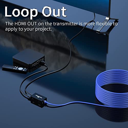 Image of PWAYTEK 4K HDMI Extender, Ultra HD 4K@60Hz Over Cat5e /6 Up to 200ft /60m, Extended Audio and Video, Supports Loop Out, IR, HDCP 2.2 /1.4 YUV 444