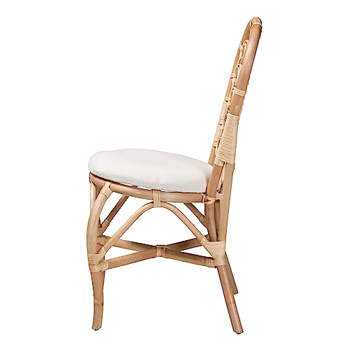 bali & pari Jerica Modern Bohemian Natural Rattan Dining Chair with Openwork Rattan Decors - Chairs - view 3