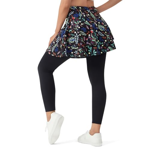 beroy Skirted Leggings for Women Active Tennis Ruffle Pleated Skort Athletic Golf Pickleball Skirt Pockets3