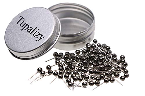 Tupalizy 1/8 Inch Diameter Small Decorative Map Tacks Plastic Head Push Pins with Steel Point, 100PCS (Gun Black)