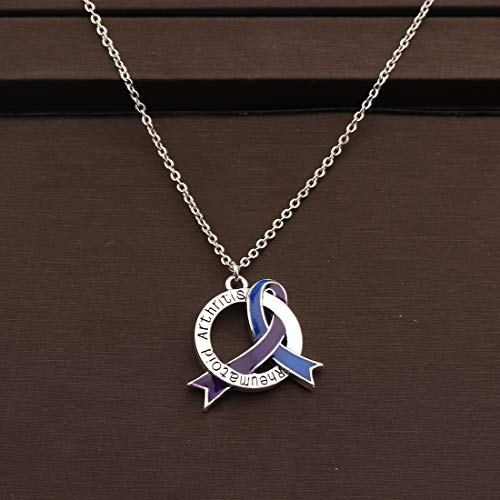 CENWA Blue & Purple Awareness Ribbon Jewelry RA Warriors Gift Rheumatoid Arthritis Awareness Zipper Pull/Necklace4