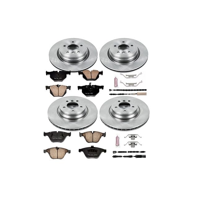 Image of PowerStop Front and Rear Brake Kit for BMW 335d 2011 |335i 2011-13 |335i xDrive 2013 |335is 2011-13 - Z17 Ceramic Brake Pads & Disc Rotors Replacement, KOE6057