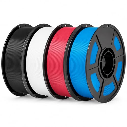 Image of PLA Filament Bundle 4KG 3D Printer,30-300mm /s Neatly Wound 3D Printing Filament 1kg (2.2lbs),Pla for Bambu Lab 3D Printer,AMS,AMSLite, Pla Filament 1.75mm Black White Red Blue | High toughness is suitable for functional parts;prevents nozzle clogging and air bubbles1.75mm is suitable for Bambu printers
