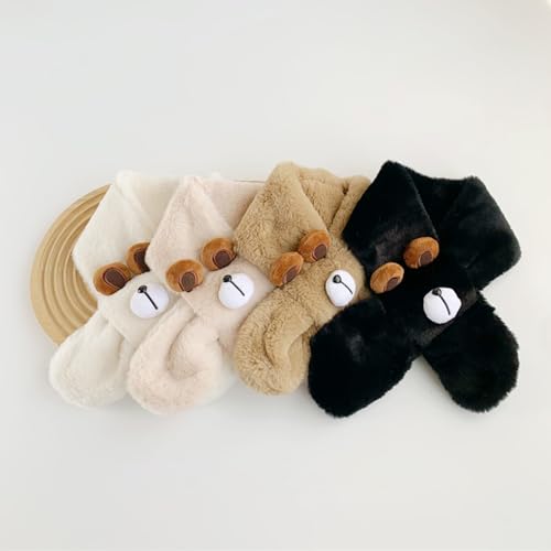Bear Scarf For 3-10Y Kids Cartoon Plush Neck Scarf Winter Warm Neckwrap Boys Girls Unisex Neck Wear Scarf4