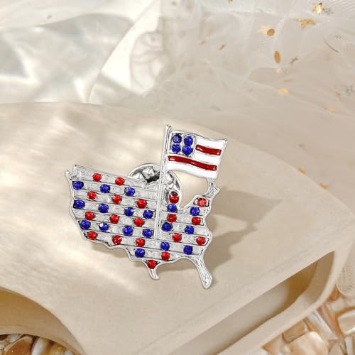 Image of Rhinestone Brooch Pins for Women, Vintage Crystal Enamel Brooches, American Flag Pin Patriotic Lapel Pins Gift for Suit Clothes Bag Accessories