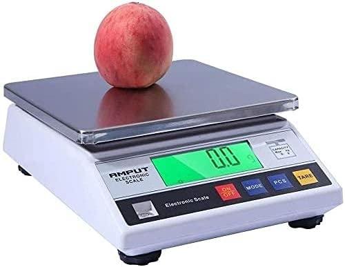 Electronic Scales Household Kitchen Weighing Stainless Steel High Precision Counting Scale LCD HD Display for Fruits Vegetables Restaurant Food (White 6kg/0.1g) (White 6kg/0.1g)