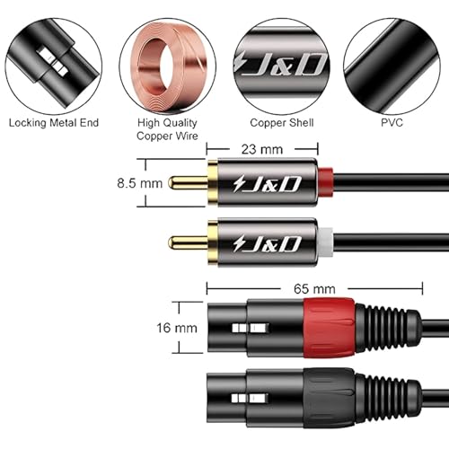 J&D 2 RCA to 2 XLR Cable - Image 3