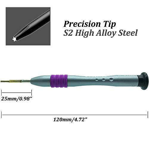 1.2mm/P5/TS4/PL4 Precision Pentalobe Screwdriver, S2 High Alloy Steel Head, Magnetic Tip, Rotating Cap, 5 point Star Screwdriver Repair Tool for Apple MacBook Air MacBook Pro Retina