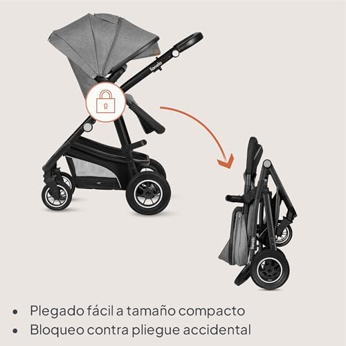 Miniatura 8 de Lionelo Bianka Cochecito De Bebé 3 En 1 22 Kg Portabebés 9 Kg Silla De Coche 13 Kg , Plegable, Sistema De Viaje Respaldo Ajustable Ruedas 360o Amortiguación, Capota Xxl, Carrito De Bebe Grey