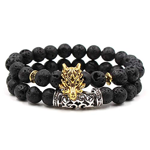Steinarmband, Naturstein -Perlenarmband, Naturstein -Set Armbänder Perlen Energie Vulkanstein Wasserhahn Perlen elastisches Armband Armband, personalisiertes Kleidungszubehör Schmuck