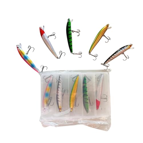 kit 5 Isca Artificial Meia Agua Tucunaré Traíra Com Anzol, Isca Rígida, 10Cm, Colorida Marca Yourtech