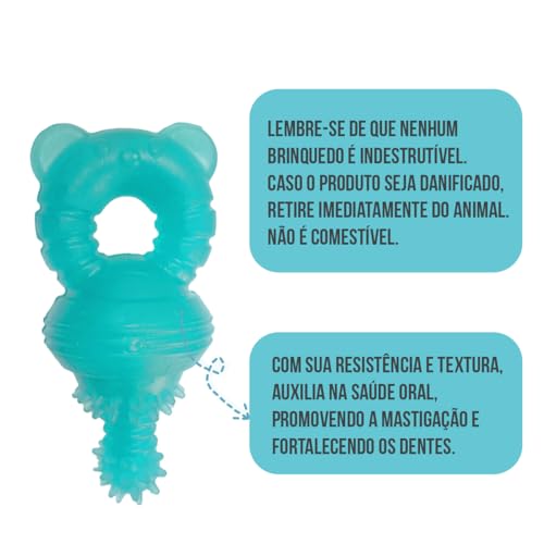 Mordedor Osso Gelado Brinquedo Pet Congelável 12cm Cães Porte Médio - Azul (Urso)