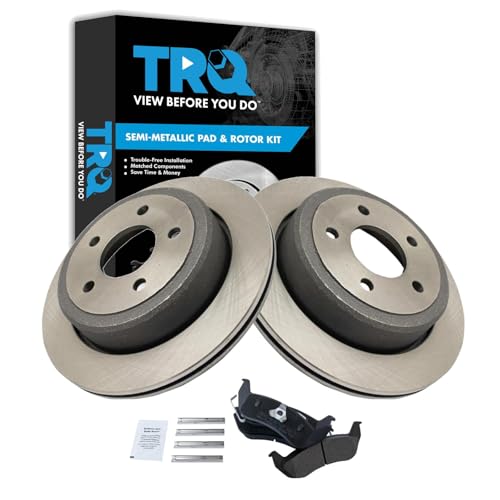 Image of TRQ Rear Brake Pad and Rotor Set Semi Metallic Rotors Compatible with 2010-2011 Ford Ranger