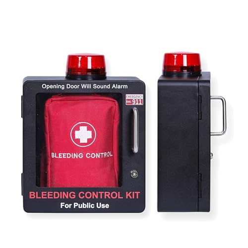 Image of Bleeding Control Kit + Emergency Wall Mount Cabinet | Optional Lock & Alarm Feature Included (Black)