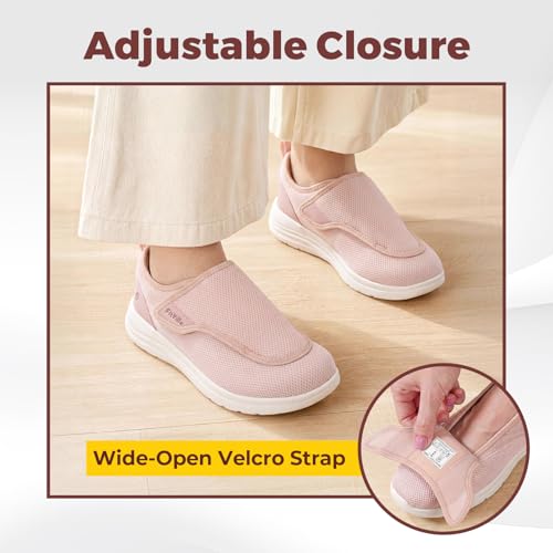 Image of FitVille Diabetic Shoes for Women Extra Wide Walking Shoes Slip-On Orthopedic Shoes with Adjustable Strap for Swollen Feet Neuropathy - EasyTop Wings V2