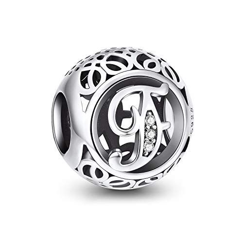 Preisvergleich Produktbild NINGAN Charm-Anhänger, 925 Sterlingsilber, Motiv: Buchstabe des Alphabets, für Armbänder, kompatibel mit europäischen Armbändern