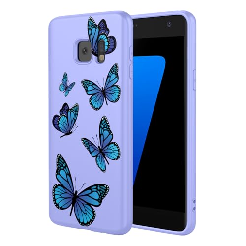 Coque Samsung S7 antichoc en TPU souple violet motif papillon élégant