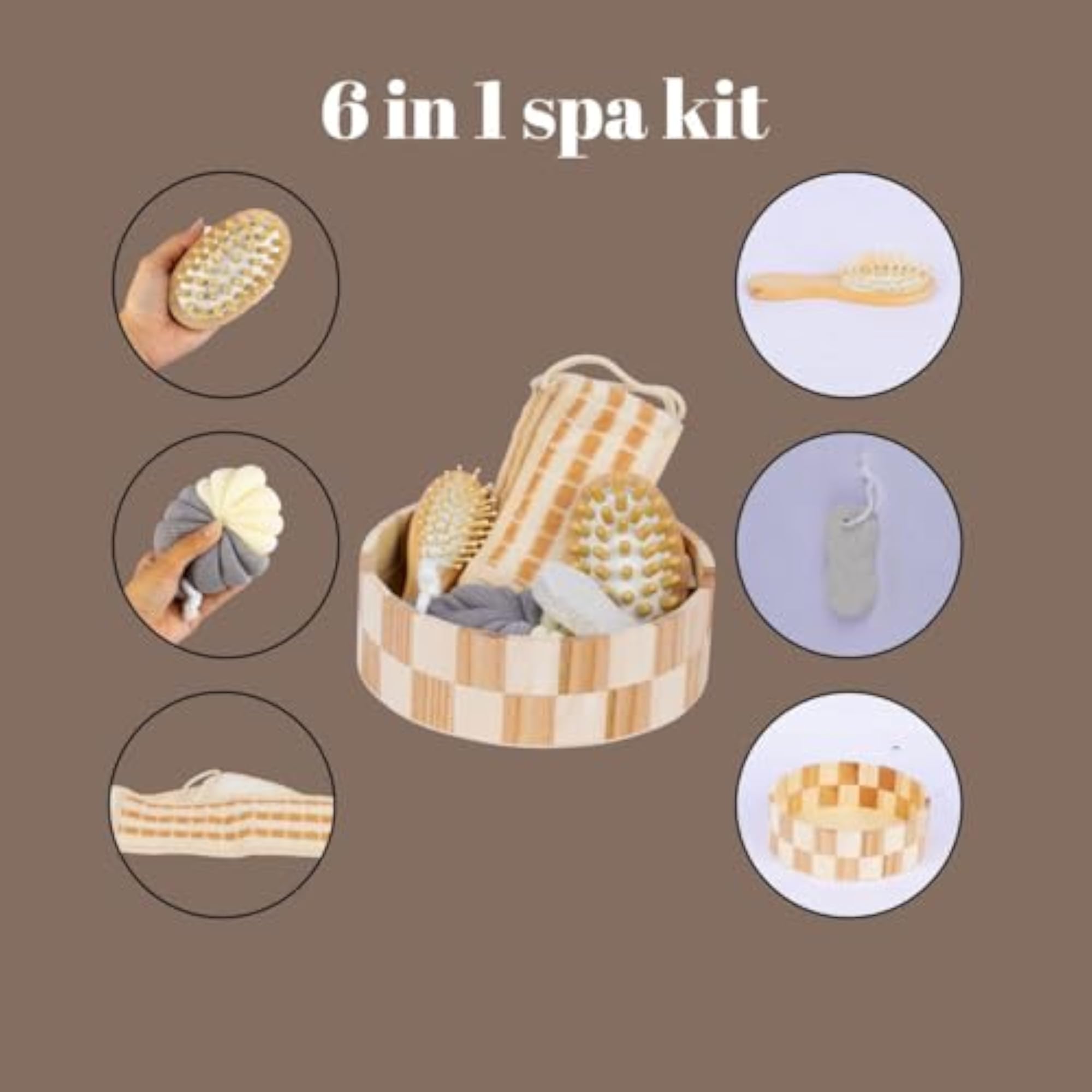 6 In 1 Shower Exfoliating Bath Body Brush Scrubber Set