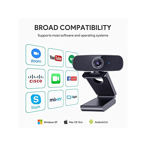 Webcam 1080p Full HD, Live Streaming Kamera mit Rauschunterdrückung Mikrofon, Desktop oder Laptop USB Webcam für Breitbild-Videoanrufe und Aufnahme schwarz – Bild 3