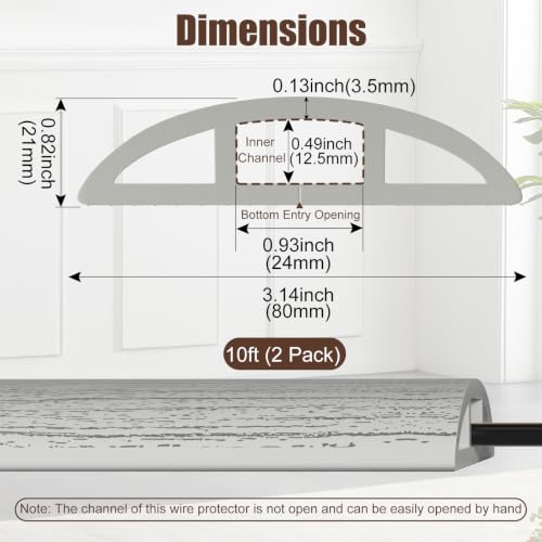 Image of Eapele Floor Cord Cover 10ft (2 Pack) Cord Covers for Wires on Floor, Heavy Duty Extension Cord Cover, Rubber Floor Cable Cover, Prevent Trip Hazard for Sidewalk Home Office Outdoor or Indoor Settings
