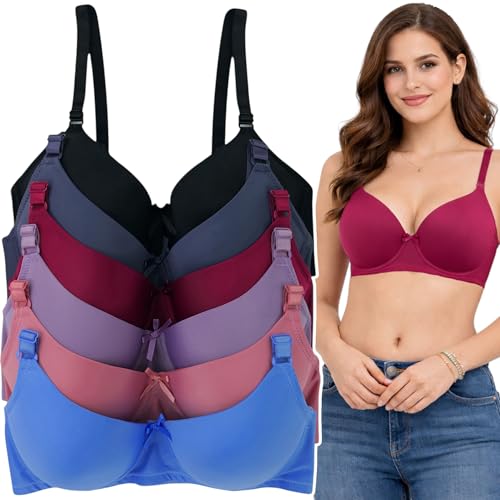 Image of ToBeInStyle Women's Pack of 6 Classic Style Underwire Supportive Padded Bras