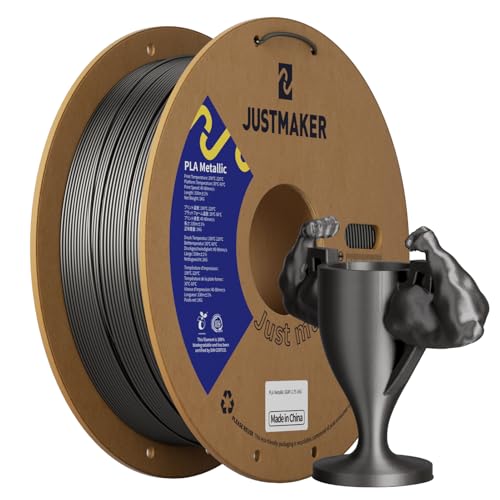JUSTMAKER Filamento de impresora 3D de ácido poliláctico con acabado metálico, filamento metálico brillante sin pintura, dimensiones +/-0.03 mm 1.75 mm, cartón 100 % reciclable, se adapta a la mayoría