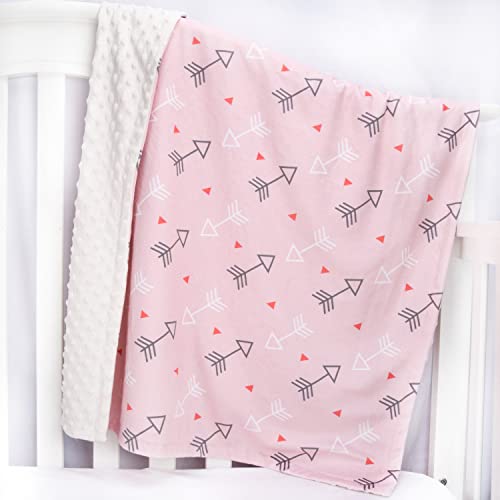 Boritar Baby Blanket For Girls Super Soft Minky With Double Layer Dotted Backing, Cute Pink Arrow Decor Baby Bedroom Nursery Bed Blankets For Stroller Crib Shower Gift 30 X 40 Inch(75X100Cm) #TOP1