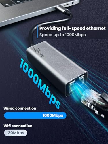 Image of ethernet to USB c Network Adapter with gigabit,Ideal ubsc ethernet Adapter for MacBook Air,MacBook pro,for iPad 10th,Dell XPS,Chromebook,Surface